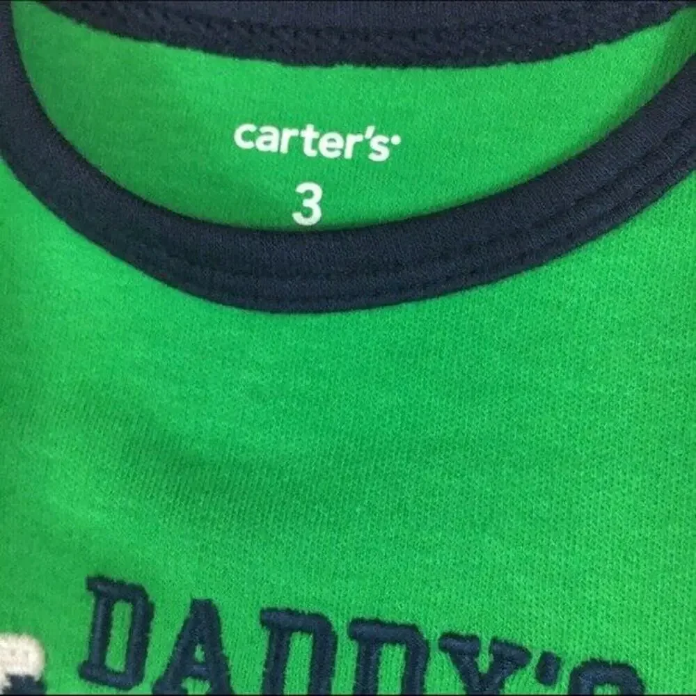 Carter's Boys Bodysuit‎ Size 3 Months Daddy's Allstar Champion Green NEW